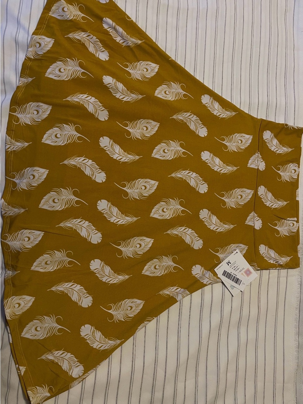 LuLaRoe Azure Mustard Yellow Feather Print Skirt